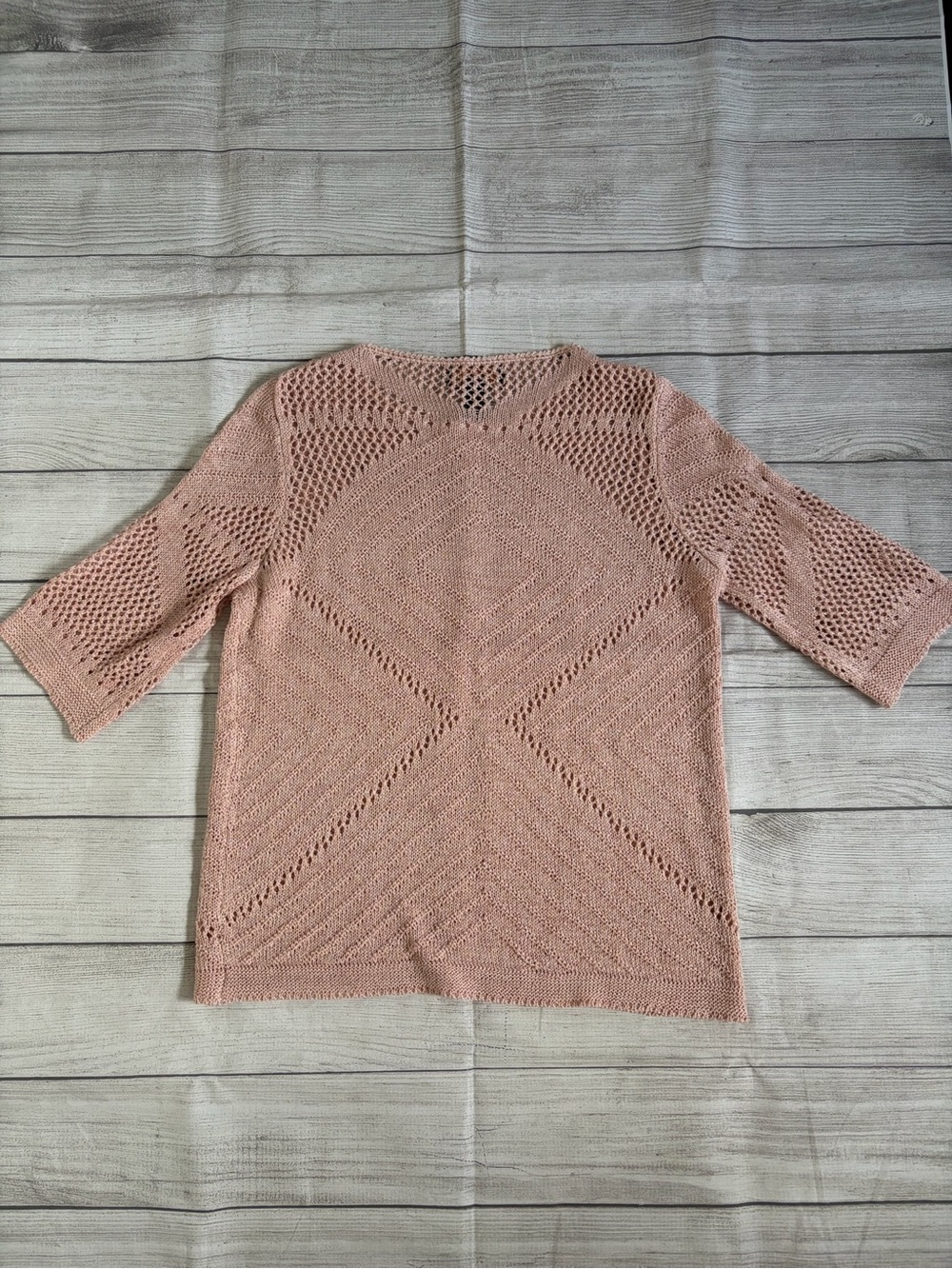 Rain Rose Pink Knit 3/4 Sleeve Sweater - Picture 3 of 5